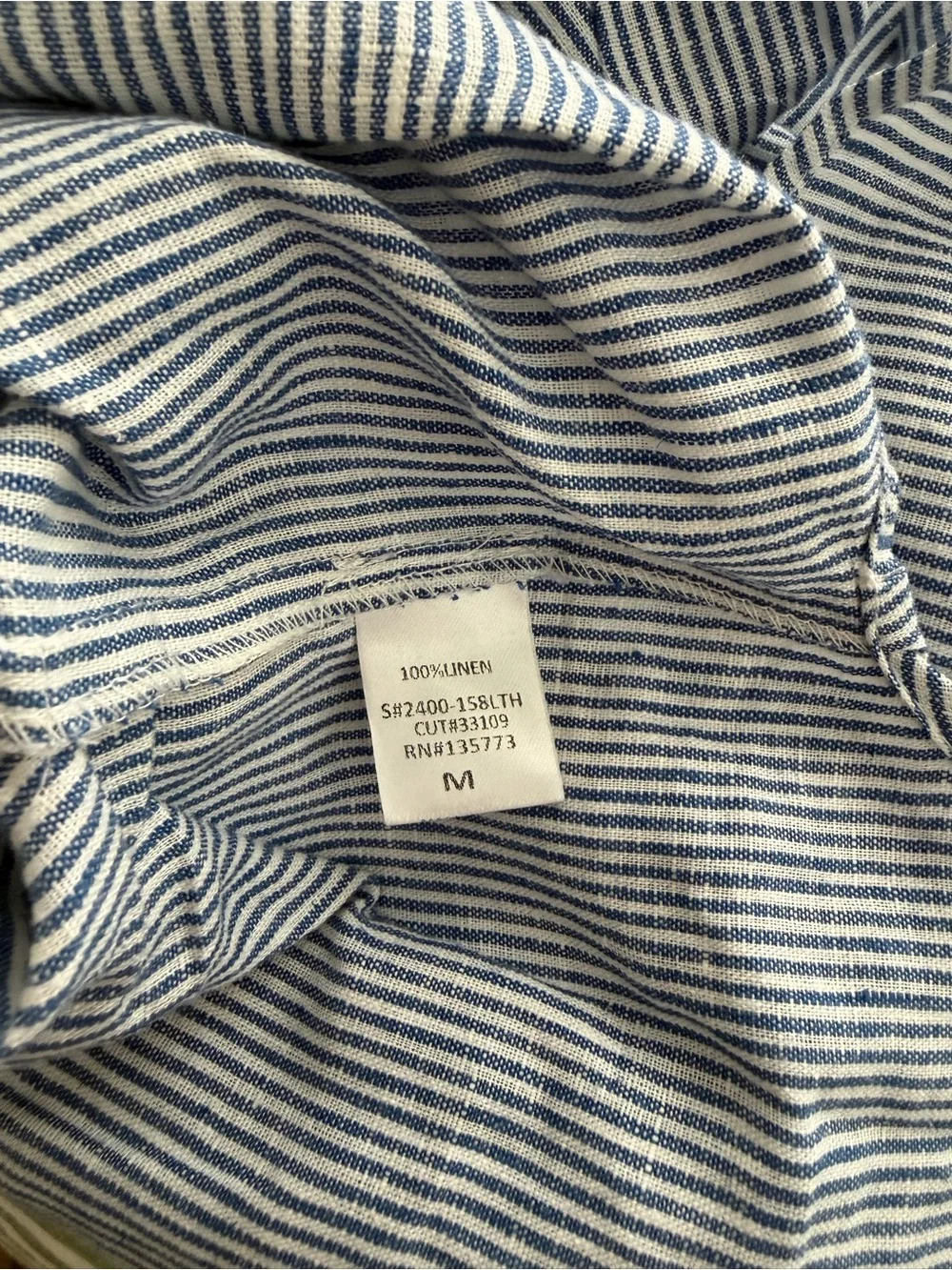 Nati Boutique Melony Linen Button Down in Light Blue Atripe